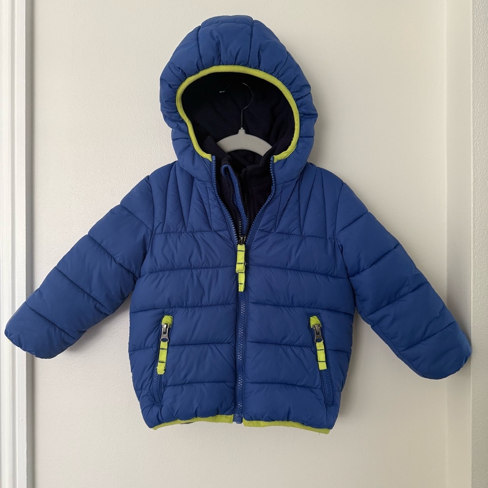 Blue Hooded Puffer Jacket